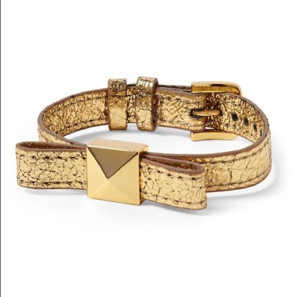 KATE SPADE Leather Wrap Bow Bracelet Gold